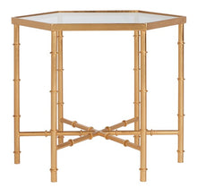 Load image into Gallery viewer, Kerri Gold Leaf Mirror Top Accent Table, #TB119
