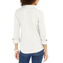 Load image into Gallery viewer, Women&#39;s Waffle-Knit Cuffed Collared Shirt by Tommy Hilfiger
