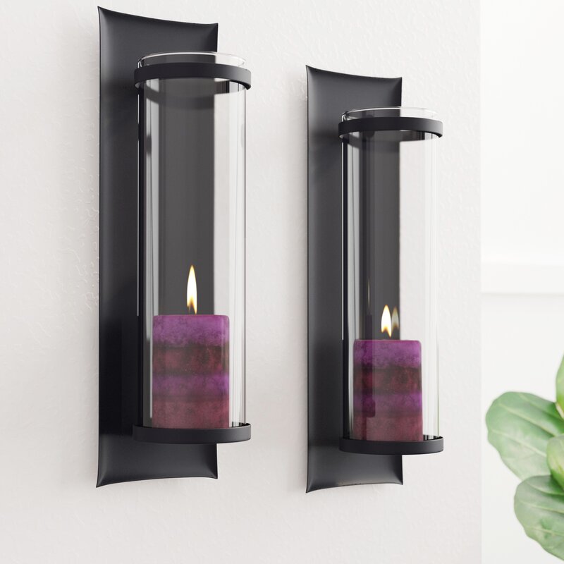 Tall Iron and Glass Wall Sconce (Set of 2) 2325AH
