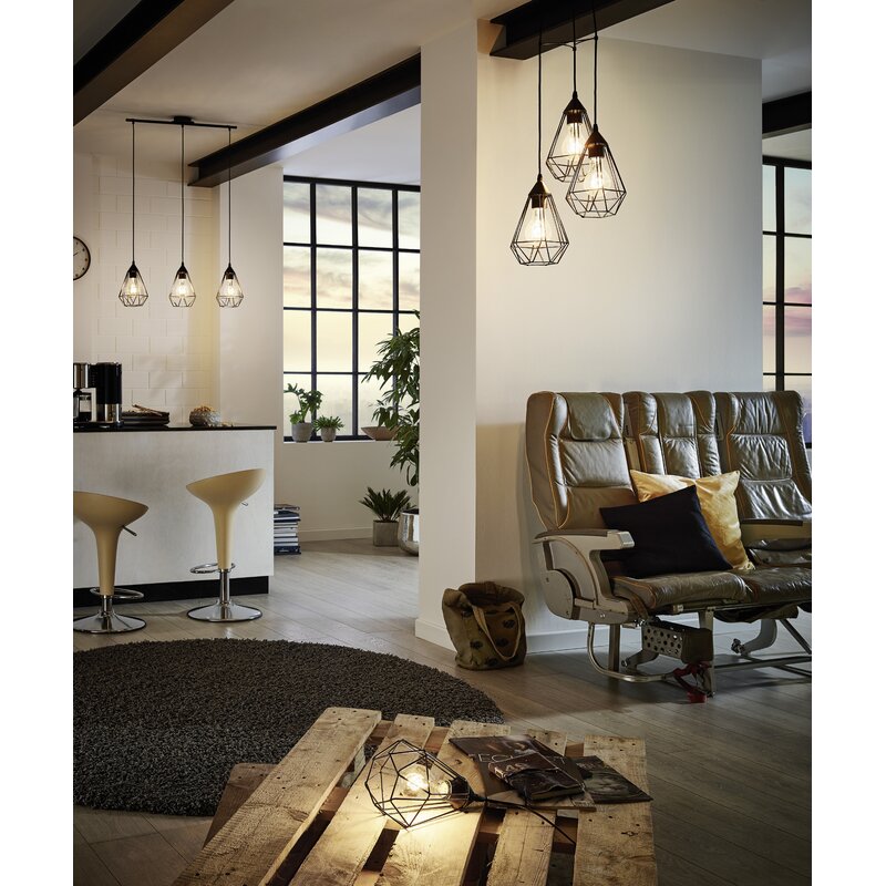 Matte black Taplin 3-Light Kitchen Island Geometric Pendant SB2573