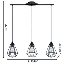Load image into Gallery viewer, Matte black Taplin 3-Light Kitchen Island Geometric Pendant SB2573
