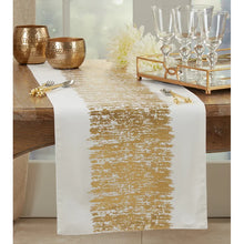 Load image into Gallery viewer, 16&quot; x 90&quot; Gold Tarrance Metallic Banded Design Table Runner
