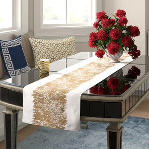 16" x 90" Gold Tarrance Metallic Banded Design Table Runner
