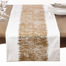 Load image into Gallery viewer, 16&quot; x 90&quot; Gold Tarrance Metallic Banded Design Table Runner
