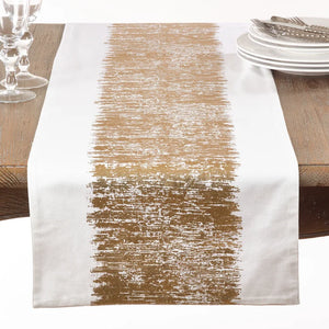 16" x 90" Gold Tarrance Metallic Banded Design Table Runner