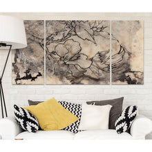 Load image into Gallery viewer, 40&quot; H x 80&quot; W x 1.5&quot; D Tattooed Floral I 3 Piece Painting on Canvas
