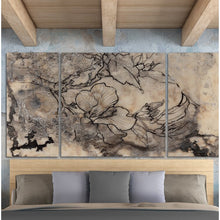 Load image into Gallery viewer, 40&quot; H x 80&quot; W x 1.5&quot; D Tattooed Floral I 3 Piece Painting on Canvas
