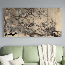 Load image into Gallery viewer, 40&quot; H x 80&quot; W x 1.5&quot; D Tattooed Floral I 3 Piece Painting on Canvas
