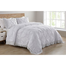 Load image into Gallery viewer, Full/Queen Comforter + 2 Shams White Teagan Soft Wash Tassel Pintuck Comforter Set MRM298
