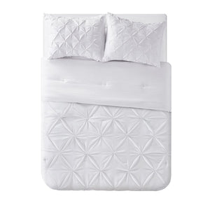 Full/Queen Comforter + 2 Shams White Teagan Soft Wash Tassel Pintuck Comforter Set MRM298