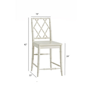 Off White Teague Solid Wood Counter Stool (Set of 2)