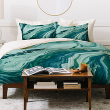 Load image into Gallery viewer, Teal Microfiber Modern &amp; Contemporary QUEEN Duvet Cover Set EC1317
