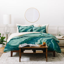 Load image into Gallery viewer, Teal Microfiber Modern &amp; Contemporary QUEEN Duvet Cover Set EC1317
