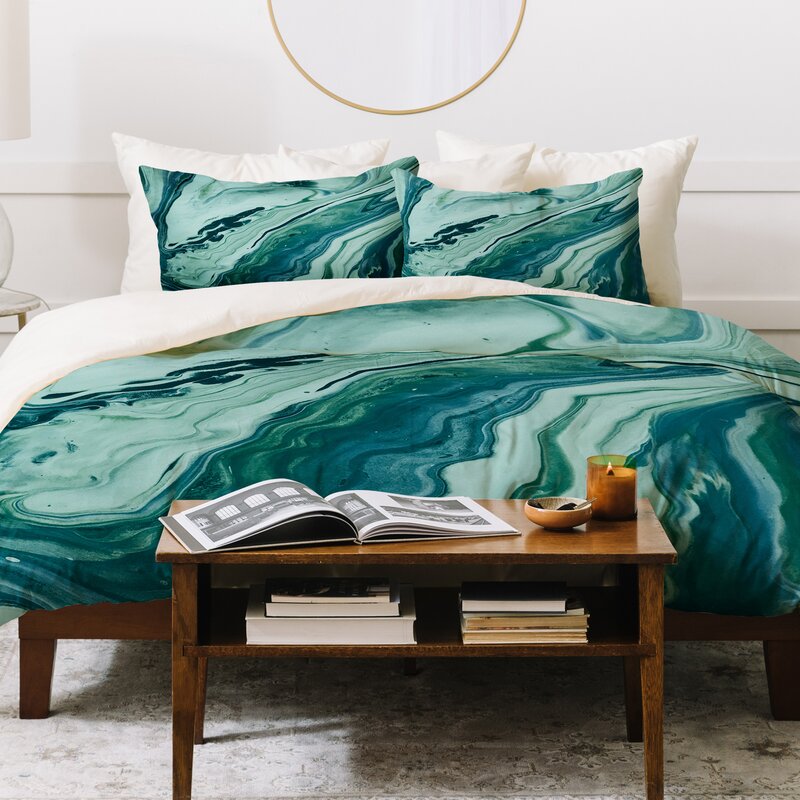 Teal Microfiber Modern & Contemporary QUEEN Duvet Cover Set EC1317