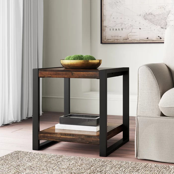 Telfair 24'' Tall Solid Wood Sled End Table