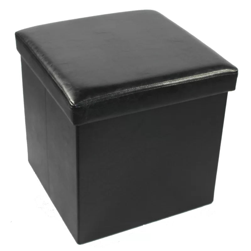 Teme 15'' Wide Faux Leather Square Ottoman with Storage