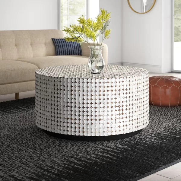 White Teres Drum Coffee Table