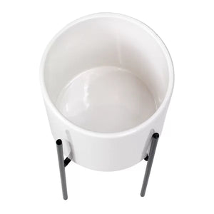16" H x 8.5" W x 8.5" D White Terrell Ceramic and Metal Pot Planter