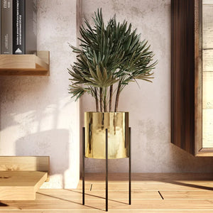 13" H x 6.5" W x 6.5" D Gold Terrell Ceramic and Metal Pot Planter