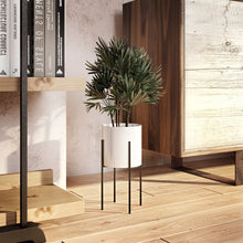 Load image into Gallery viewer, White Terrell Ceramic and Metal Pot Planter, EC1078
