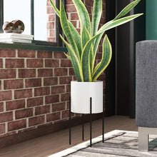 Load image into Gallery viewer, 16&quot; H x 8.5&quot; W x 8.5&quot; D White Terrell Ceramic and Metal Pot Planter
