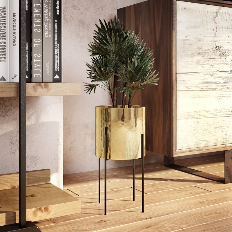 Terrell Ceramic and Metal Pot Planter