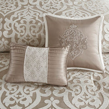 Load image into Gallery viewer, Queen Comforter + 7 Additional Pieces Tan Tess Damask 8 Piece Comforter Set 216AH
