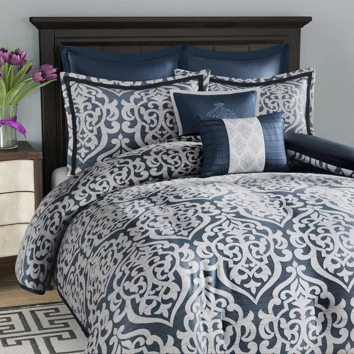 Tess Jacquard Medallion 8 Piece Comforter Set king