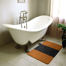 Load image into Gallery viewer, 17&quot; W x 24&quot; L Orange/Black Middle Texas Stripes Rectangle Foam Microfiber Non-Slip Striped Bath Rug 1301GL
