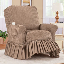 Load image into Gallery viewer, Textured Squares Ruffled Box Cushion Recliner Slipcover
