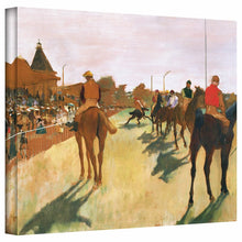 Load image into Gallery viewer, 18&quot; H x 24&quot; W Brown &#39;The Parade, or Race Horses in front of The Stands&#39; by Edgar Degas Painting Print on Wrapped Canvas 1415AH

