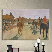 Load image into Gallery viewer, 18&quot; H x 24&quot; W Brown &#39;The Parade, or Race Horses in front of The Stands&#39; by Edgar Degas Painting Print on Wrapped Canvas 1415AH
