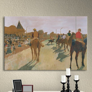 18" H x 24" W Brown 'The Parade, or Race Horses in front of The Stands' by Edgar Degas Painting Print on Wrapped Canvas 1415AH