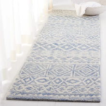 Load image into Gallery viewer, Theresa Ikat Handmade Tufted Wool Area Rug in Ivory/Blue Runner
