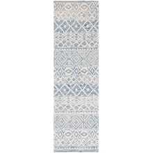Load image into Gallery viewer, Theresa Ikat Handmade Tufted Wool Area Rug in Ivory/Blue Runner
