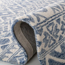 Load image into Gallery viewer, Theresa Ikat Handmade Tufted Wool Area Rug in Ivory/Blue Runner
