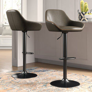 Thibodeaux Swivel Adjustable Height Bar Stool (Set of 2)