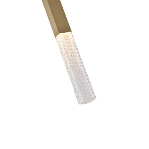 Champagne Gold This Exquisite LED Pendant Is In A Chrome Finish. The Frame Is Made Out Of Stainless Steel, And It Comes With A Clear Glass Shade. The LED Bulb Is Integrated Into The Frame.