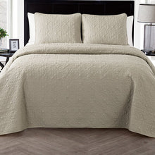 Load image into Gallery viewer, King Quilt + 2 King Shams Taupe Thor Microfiber 3 Piece Quilt Set
