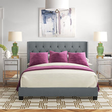 Load image into Gallery viewer, Queen Gray Tianna Tufted Upholstered Low Profile Standard Bed 2107AH
