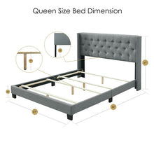 Load image into Gallery viewer, Queen Gray Tianna Tufted Upholstered Low Profile Standard Bed 2107AH
