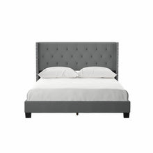 Load image into Gallery viewer, Queen Gray Tianna Tufted Upholstered Low Profile Standard Bed 2107AH
