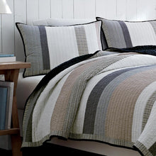 Load image into Gallery viewer, Twin Tideway Off White/Khaki/Blue Standard Cotton Reversible Quilt B70 315
