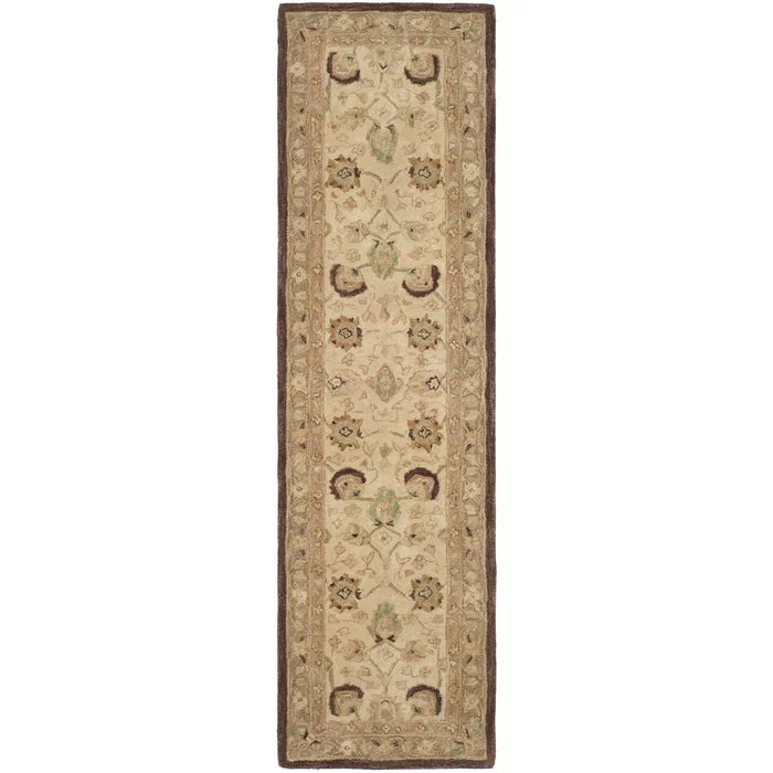 Tingley Handmade Tufted Wool Brown/Ivory/Sage Rug, Runner 2'3