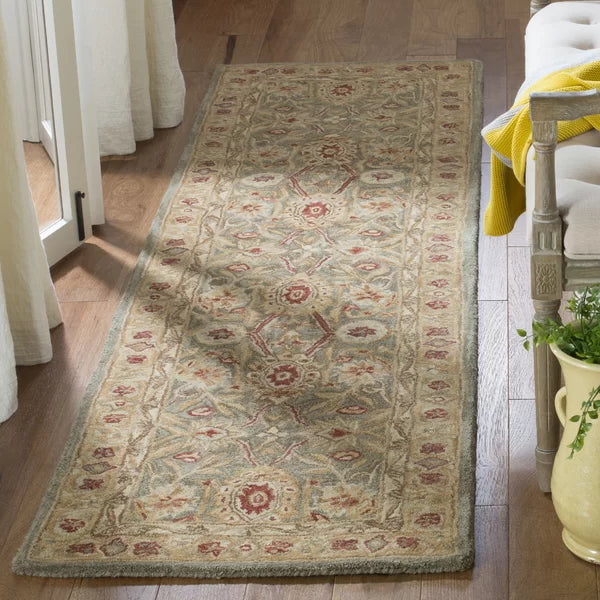 Tingley Oriental Handmade Tufted Wool Area Rug in Sage/Brown/Red 2'3