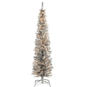 Tinsel Trees Silver Pine Artificial Christmas Tree with Clear Lights 163ms