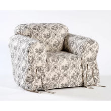 Load image into Gallery viewer, Toile Print One Piece Box Cushion Armchair Slipcover
