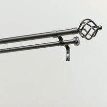 Load image into Gallery viewer, Gunmetal Torch Double Curtain Rod and Finial Set
