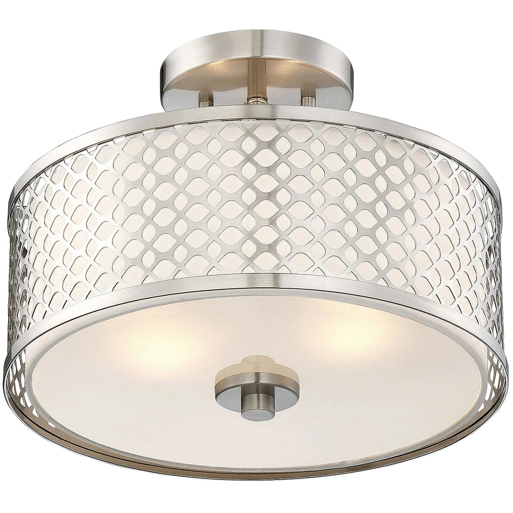 Trade Winds Hutchins Semi-Flush Mount Drum Ceiling Light - Brushed Nickel
