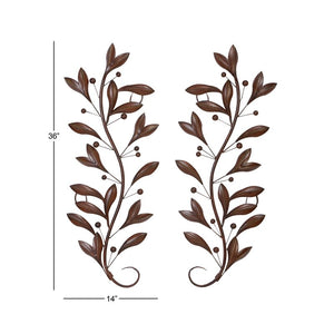 36" H x 14" W Traditional 2 Piece Leaf And Berry Wall Décor Set